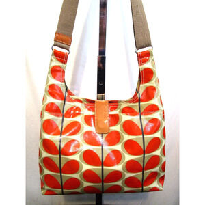 Orla Kiely Orange and Cream Patterned Shoulder Bag